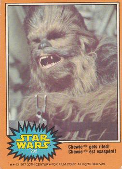 1977 O-Pee-Chee Star Wars #232 Chewie gets riled! Front