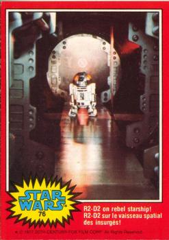 1977 O-Pee-Chee Star Wars #76 R2-D2 on rebel starship! Front