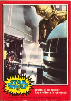 1977 O-Pee-Chee Star Wars #78 Droids to the rescue! Front