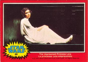 1977 O-Pee-Chee Star Wars #89 The imprisoned Princess Leia Front
