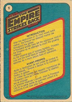 1980 O-Pee-Chee The Empire Strikes Back #1 Title Card / Introduction Back
