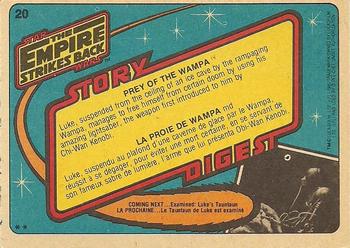 1980 O-Pee-Chee The Empire Strikes Back #20 Prey of the Wampa Back
