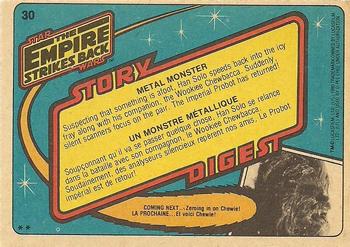1980 O-Pee-Chee The Empire Strikes Back #30 Metal Monster Back