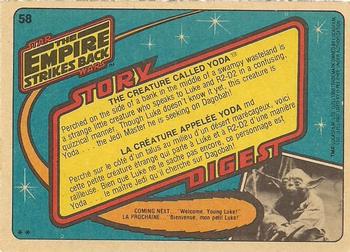 1980 O-Pee-Chee The Empire Strikes Back #58 The Creature Called Yoda Back