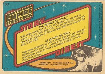 1980 O-Pee-Chee The Empire Strikes Back #63 The Secret of Yoda Back