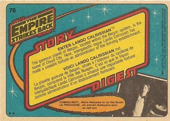 1980 O-Pee-Chee The Empire Strikes Back #76 Enter Lando Calrissian Back