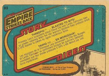 1980 O-Pee-Chee The Empire Strikes Back #83 Threepio...Blasted to Bits! Back