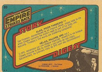 1980 O-Pee-Chee The Empire Strikes Back #89 Alas, Poor Threepio! Back