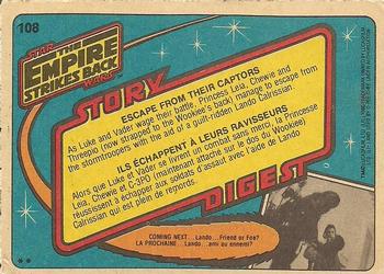 1980 O-Pee-Chee The Empire Strikes Back #108 Escape From Their Captors Back