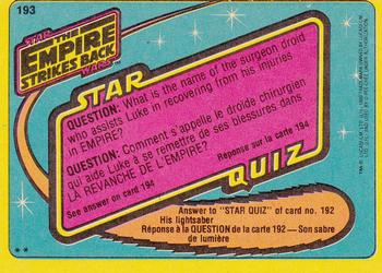 1980 O-Pee-Chee The Empire Strikes Back #193 Corridors of Bespin Back