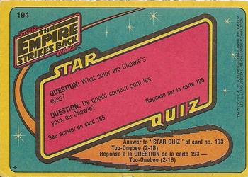 1980 O-Pee-Chee The Empire Strikes Back #194 Lando's Aide, Lobot Back