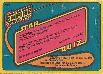 1980 O-Pee-Chee The Empire Strikes Back #221 Lando Covers Their Escape! Back