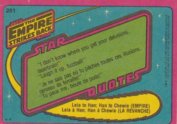 1980 O-Pee-Chee The Empire Strikes Back #281 Yoda Back