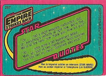 1980 O-Pee-Chee The Empire Strikes Back #287 Calrissian of Bespin Back