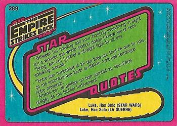 1980 O-Pee-Chee The Empire Strikes Back #289 Flight of the X-Wing Back