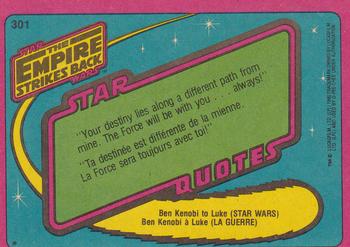 1980 O-Pee-Chee The Empire Strikes Back #301 Luke...Long Overdue! Back