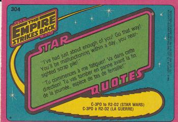 1980 O-Pee-Chee The Empire Strikes Back #304 Luke's Desperate Decision Back