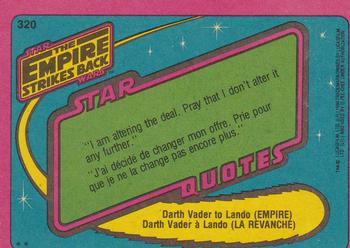 1980 O-Pee-Chee The Empire Strikes Back #320 He's Still Alive! Back