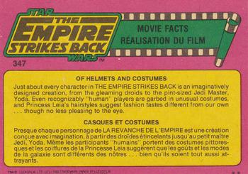 1980 O-Pee-Chee The Empire Strikes Back #347 Of Helmets and Costumes Back