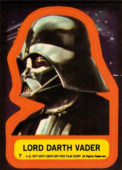 1977 O-Pee-Chee Star Wars - Stickers #7 Lord Darth Vader Front