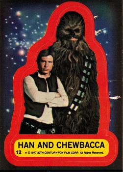 1977 O-Pee-Chee Star Wars - Stickers #12 Han and Chewbacca Front