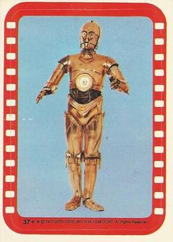 1977 O-Pee-Chee Star Wars - Stickers #37 The marvelous droid See-Threepio! Front
