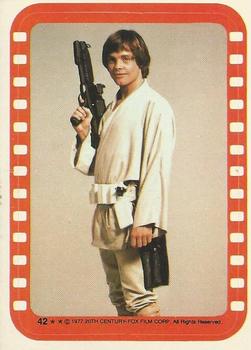 1977 O-Pee-Chee Star Wars - Stickers #42 Luke poses with his weapon Front