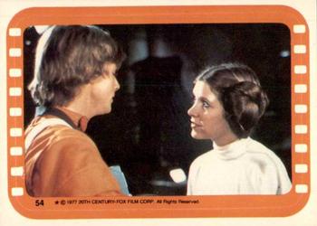 1977 O-Pee-Chee Star Wars - Stickers #54 Leia wishes Luke good luck! Front
