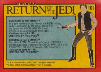 1983 O-Pee-Chee Star Wars: Return of the Jedi #101 Ambushed by the Empire Back