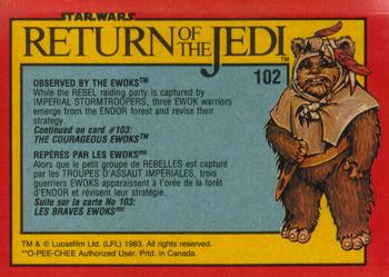 1983 O-Pee-Chee Star Wars: Return of the Jedi #102 Observed by the Ewoks Back