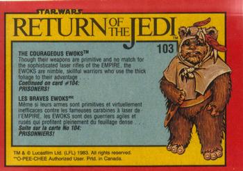 1983 O-Pee-Chee Star Wars: Return of the Jedi #103 The Courageous Ewoks Back