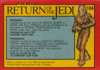 1983 O-Pee-Chee Star Wars: Return of the Jedi #104 Prisoners! Back