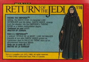 1983 O-Pee-Chee Star Wars: Return of the Jedi #116 Facing the Emperor Back