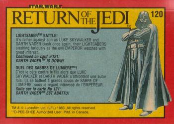 1983 O-Pee-Chee Star Wars: Return of the Jedi #120 Lightsaber Battle Back
