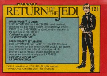 1983 O-Pee-Chee Star Wars: Return of the Jedi #121 Darth Vader Is Down! Back