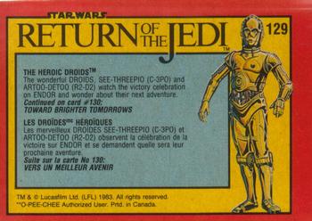 1983 O-Pee-Chee Star Wars: Return of the Jedi #129 The Heroic Droids Back