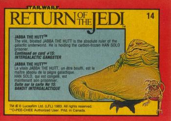 1983 O-Pee-Chee Star Wars: Return of the Jedi #14 Jabba the Hutt Back