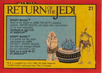 1983 O-Pee-Chee Star Wars: Return of the Jedi #21 Droopy McCool Back