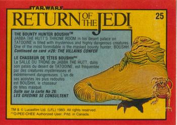 1983 O-Pee-Chee Star Wars: Return of the Jedi #25 The Bounty Hunter Boushh Back