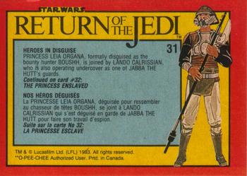 1983 O-Pee-Chee Star Wars: Return of the Jedi #31 Heroes in Disguise Back