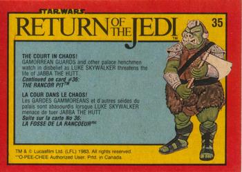 1983 O-Pee-Chee Star Wars: Return of the Jedi #35 The Court in Chaos! Back