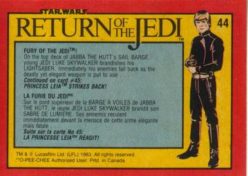 1983 O-Pee-Chee Star Wars: Return of the Jedi #44 Fury of the Jedi Back
