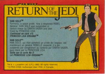 1983 O-Pee-Chee Star Wars: Return of the Jedi #4 Han Solo Back