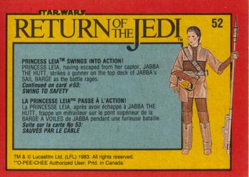 1983 O-Pee-Chee Star Wars: Return of the Jedi #52 Princess Leia Swings Into Action! Back