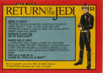 1983 O-Pee-Chee Star Wars: Return of the Jedi #53 Swing to Safety Back