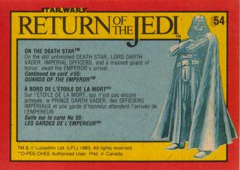1983 O-Pee-Chee Star Wars: Return of the Jedi #54 On the Death Star Back