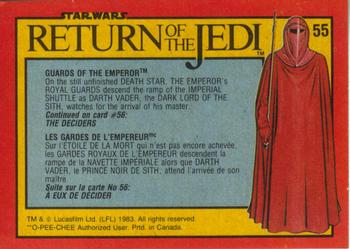 1983 O-Pee-Chee Star Wars: Return of the Jedi #55 Guards of the Emperor Back