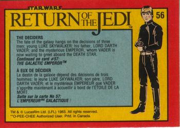 1983 O-Pee-Chee Star Wars: Return of the Jedi #56 The Deciders Back