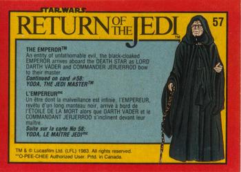 1983 O-Pee-Chee Star Wars: Return of the Jedi #57 The Emperor Back
