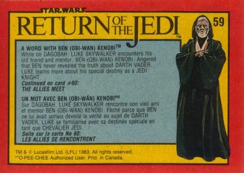 1983 O-Pee-Chee Star Wars: Return of the Jedi #59 A Word with Ben (Obi-Wan) Kenobi Back